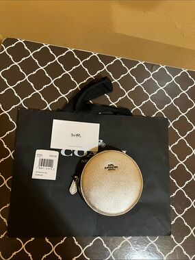 Coach Metallic Gold Round Coin Case